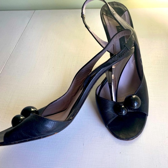 Adorable & Sexy Vintage Marc Jacob’s Black Slingback Heels 👠 with Balls on Toes - Picture 10 of 16
